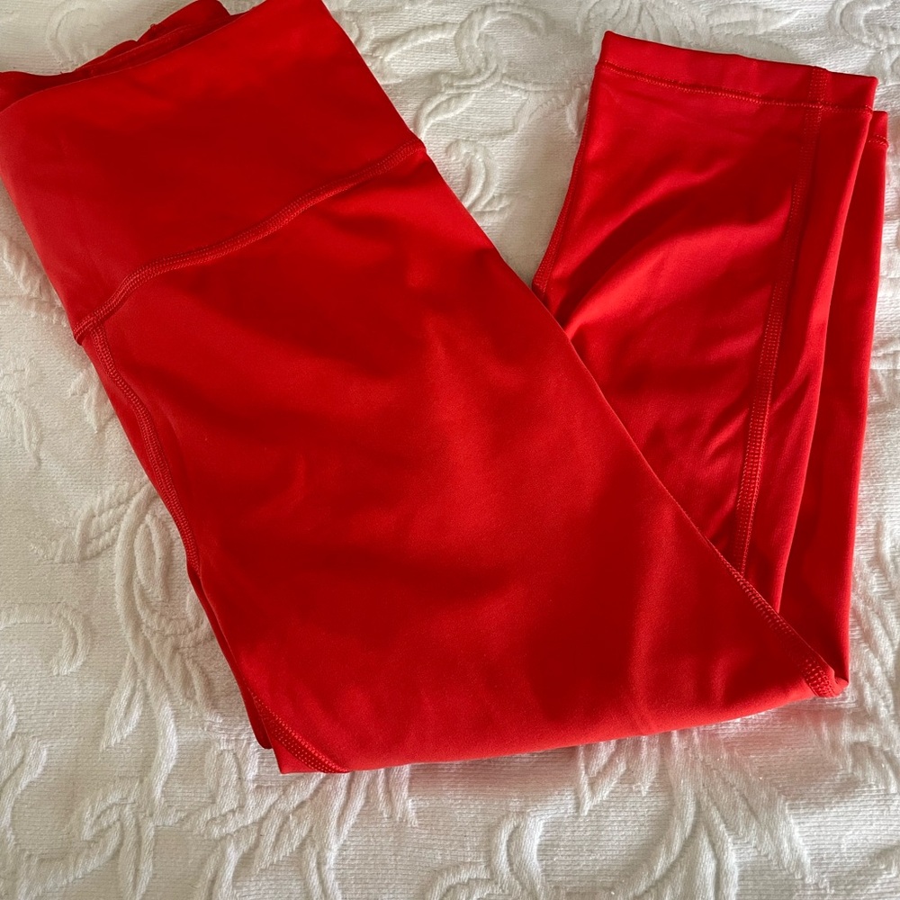 Athleta Bright Red Orange Ultimate Stash Pocket Crop Leggings Women XS